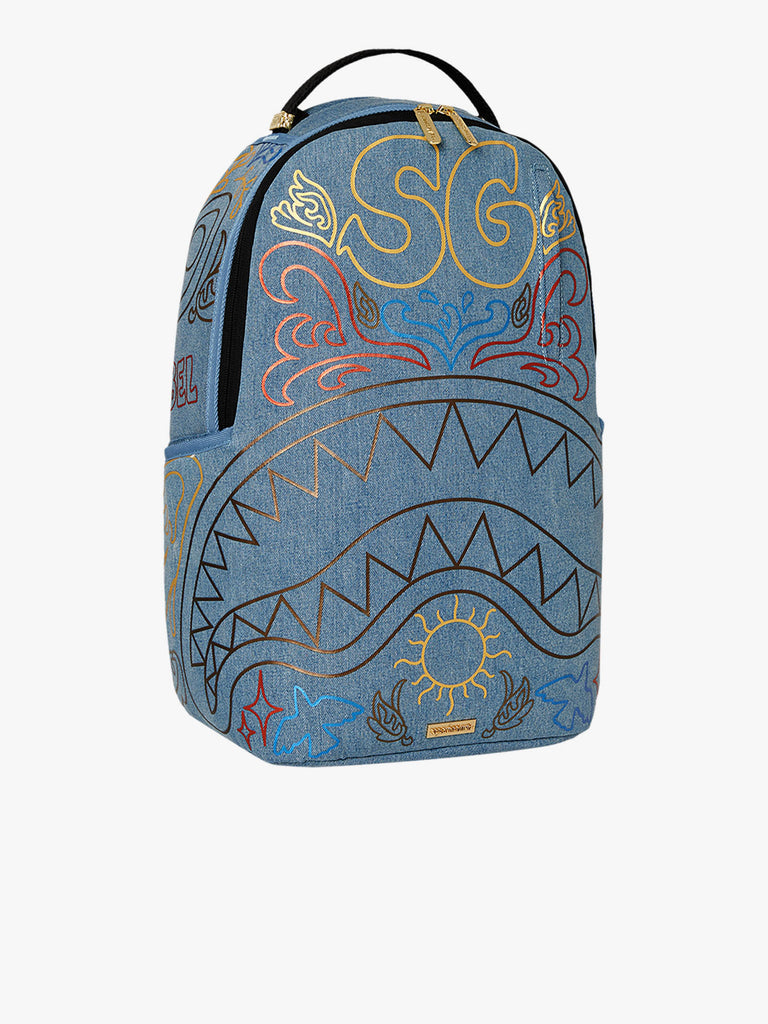 SPRAYGROUND zaino metallic printed denim shark dlxsv 910B6976NSZ cotone azzurro