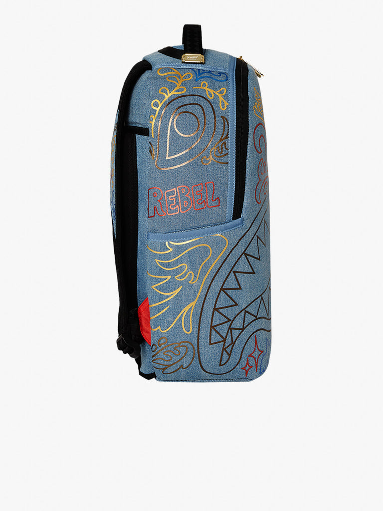 SPRAYGROUND zaino metallic printed denim shark dlxsv 910B6976NSZ cotone azzurro
