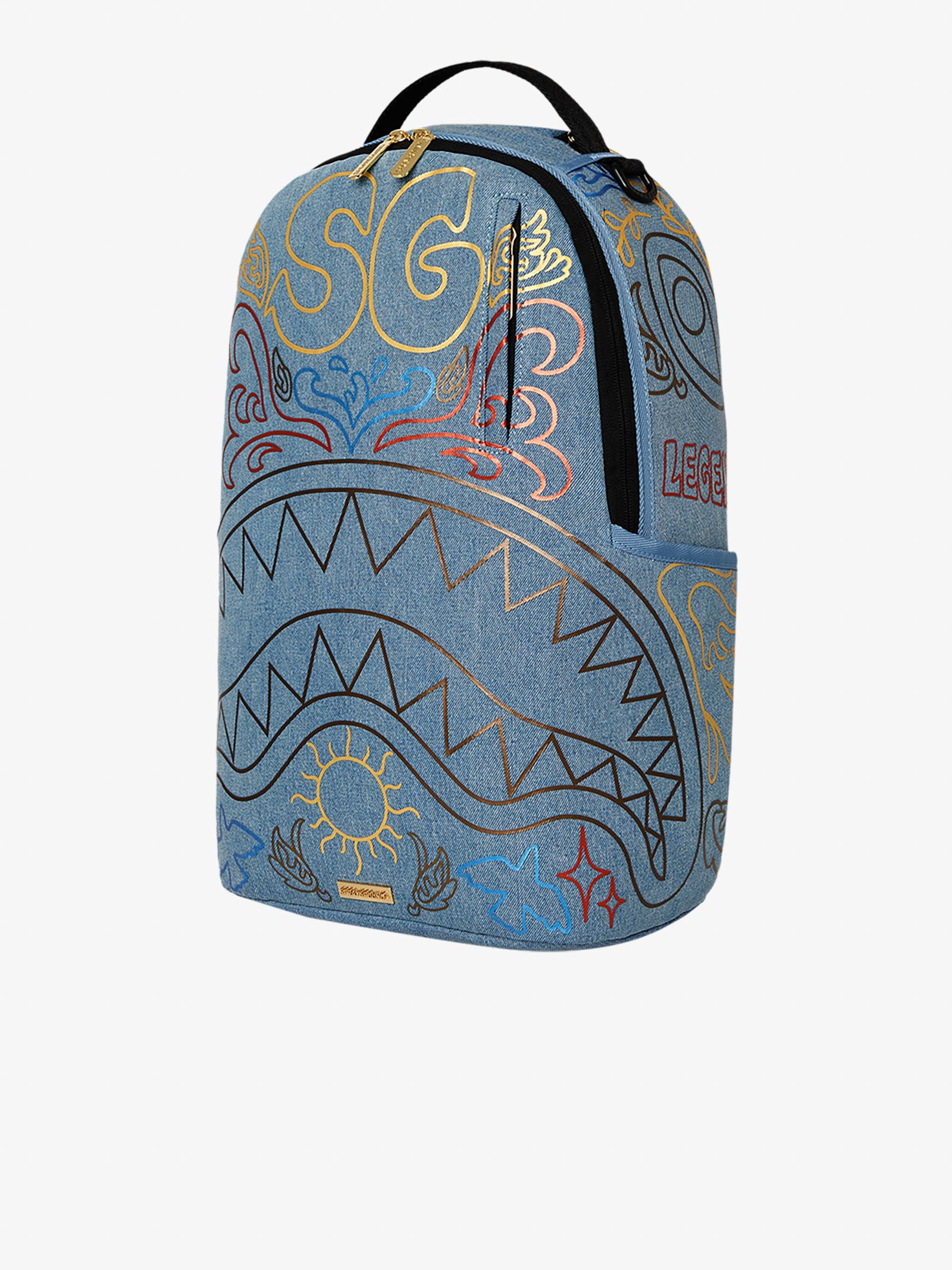 SPRAYGROUND backpack metallic printed denim shark dlxsv