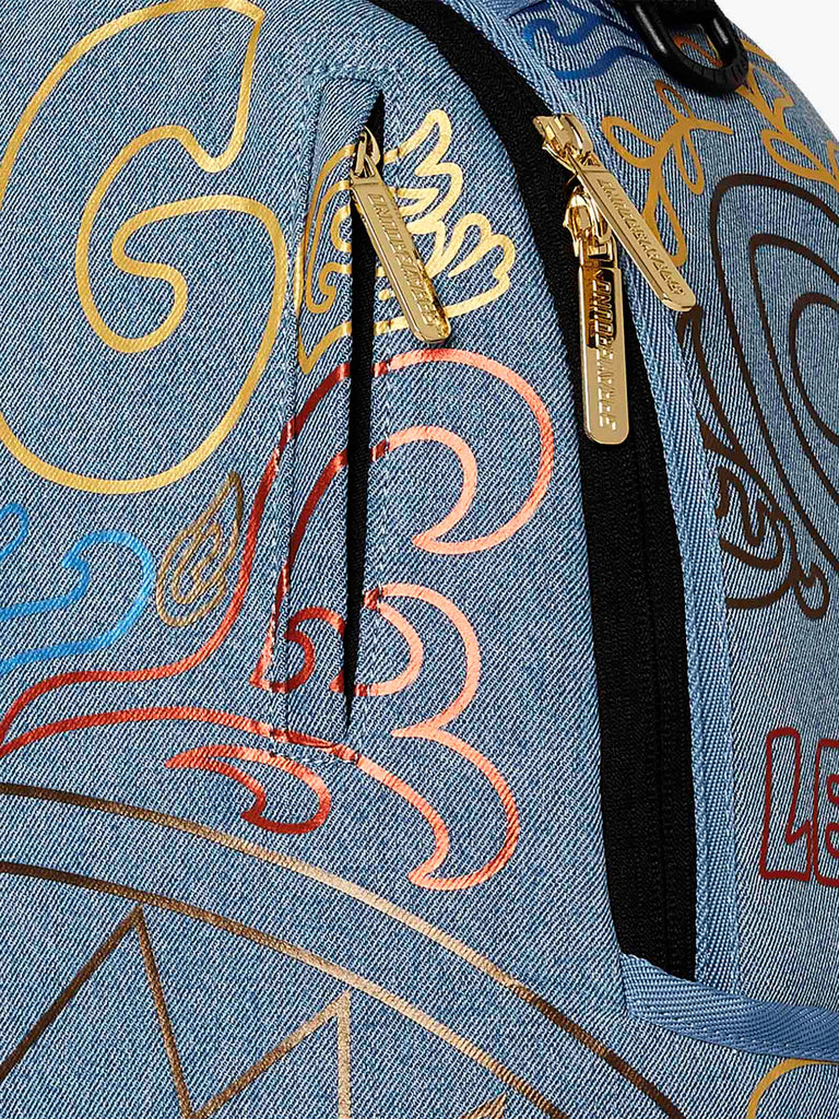 SPRAYGROUND zaino metallic printed denim shark dlxsv 910B6976NSZ cotone azzurro