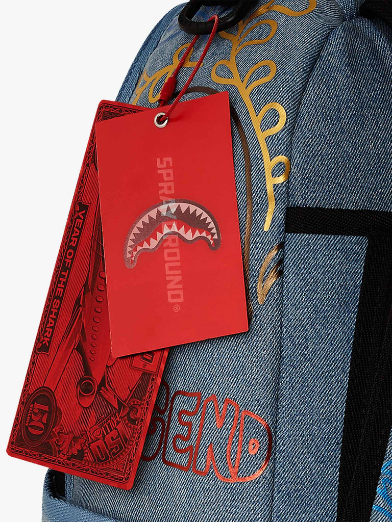 SPRAYGROUND zaino metallic printed denim shark dlxsv 910B6976NSZ cotone azzurro