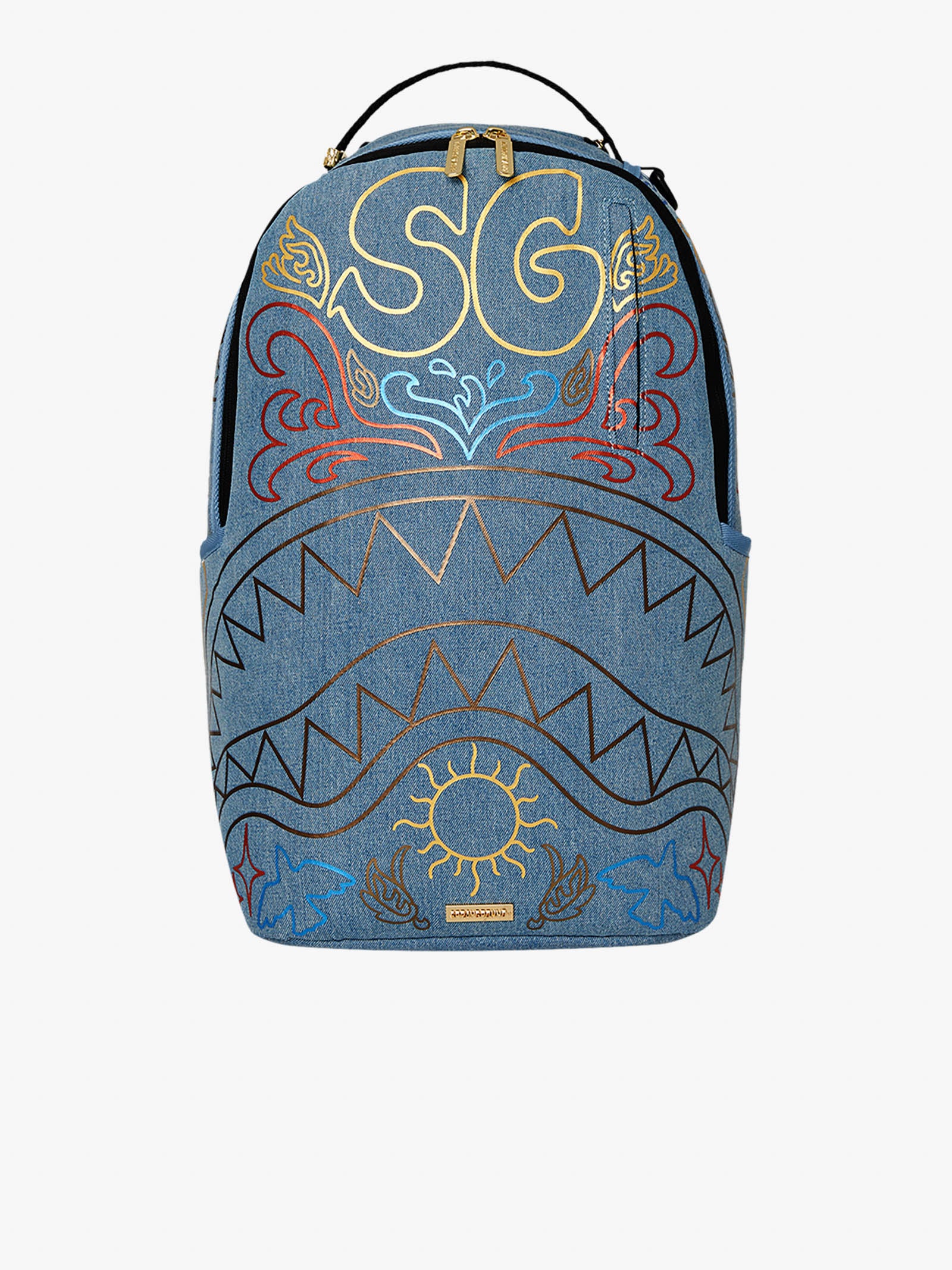 SPRAYGROUND backpack metallic printed denim shark dlxsv