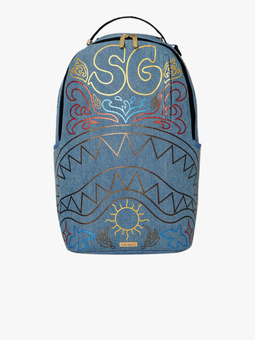 SPRAYGROUND zaino metallic printed denim shark dlxsv 910B6976NSZ cotone azzurro