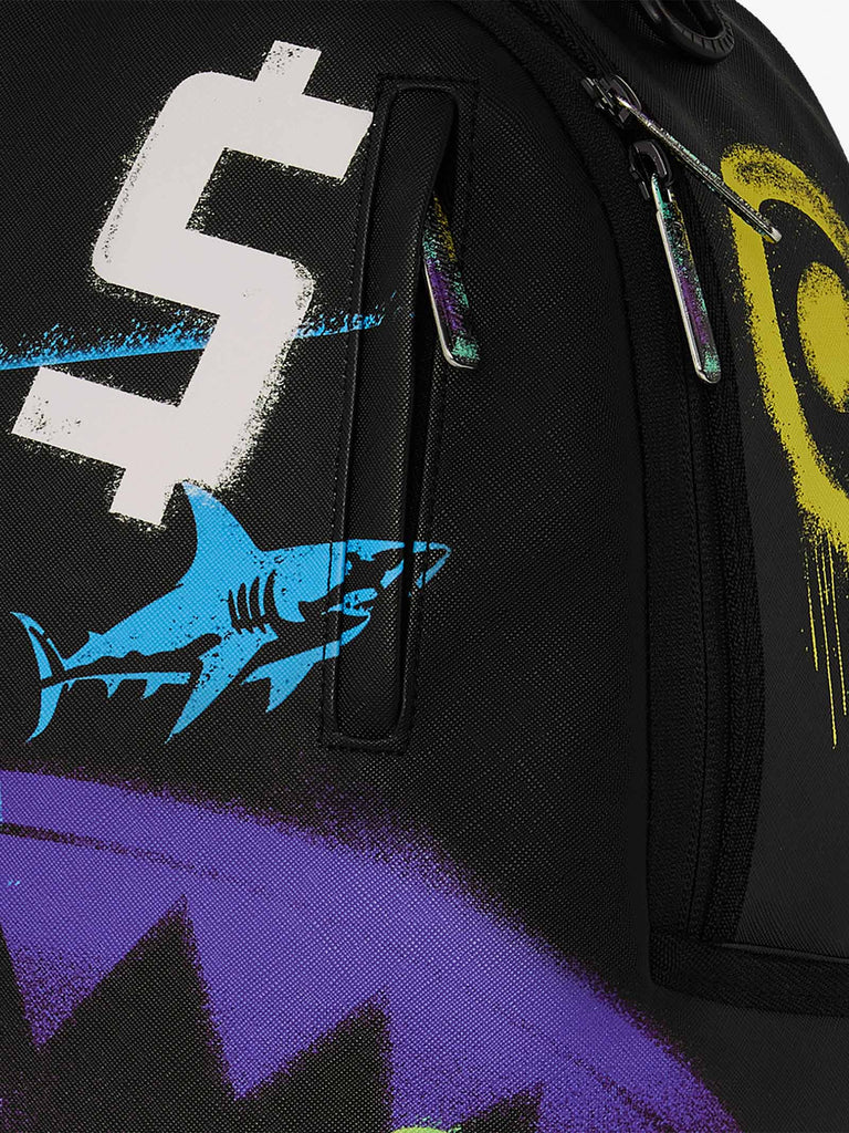 SPRAYGROUND zaino shark central stencils- black dlxsv 910B7620NSZ pvc multicolor
