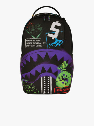SPRAYGROUND zaino shark central stencils- black dlxsv 910B7620NSZ pvc multicolor