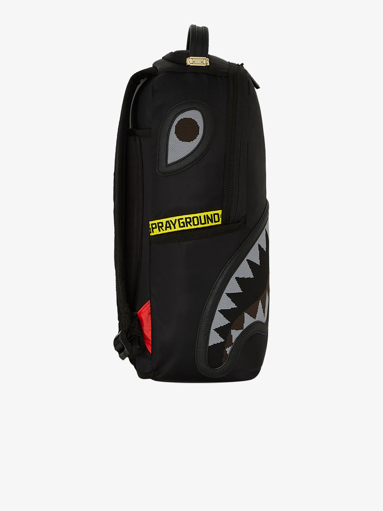 SPRAYGROUND zaino shark central yellow tape dlx satin 910B7736NSZ nero