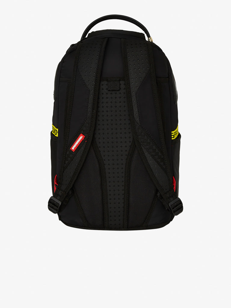 SPRAYGROUND zaino shark central yellow tape dlx satin 910B7736NSZ nero