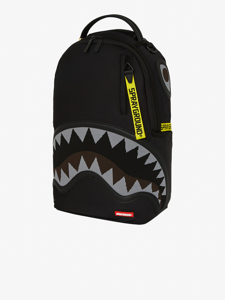 SPRAYGROUND zaino shark central yellow tape dlx satin 910B7736NSZ nero