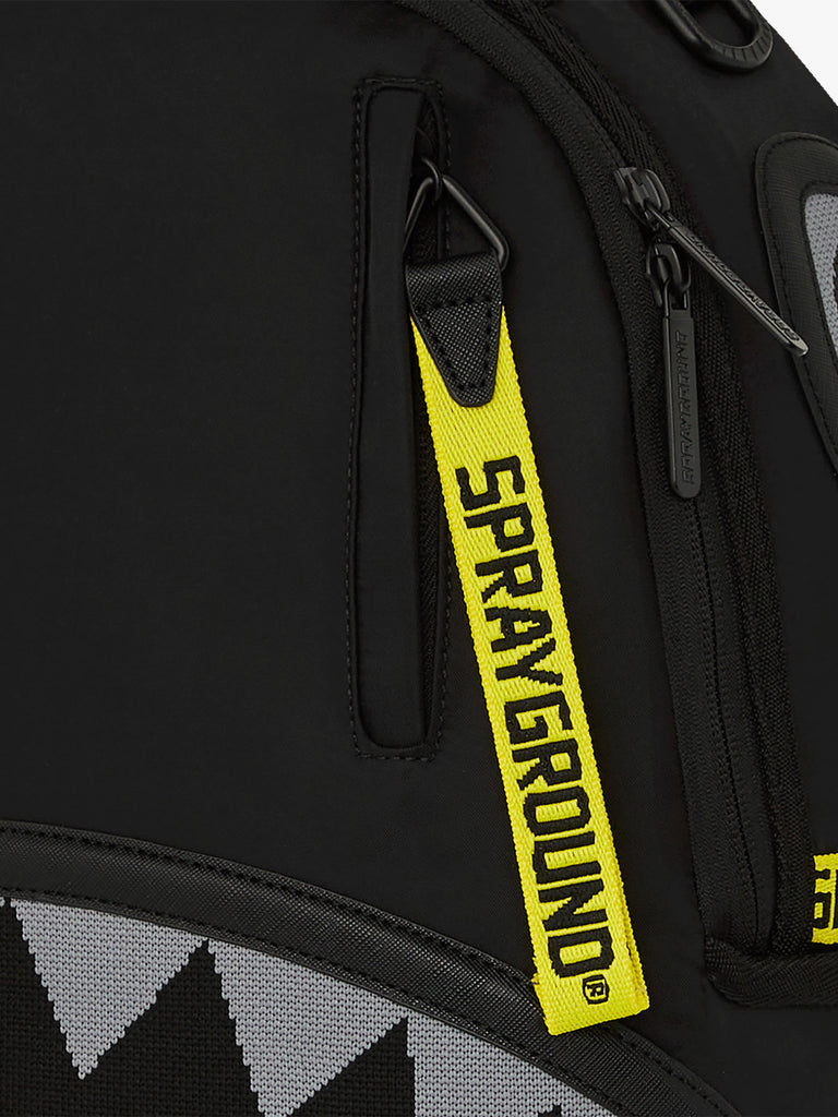 SPRAYGROUND zaino shark central yellow tape dlx satin 910B7736NSZ nero
