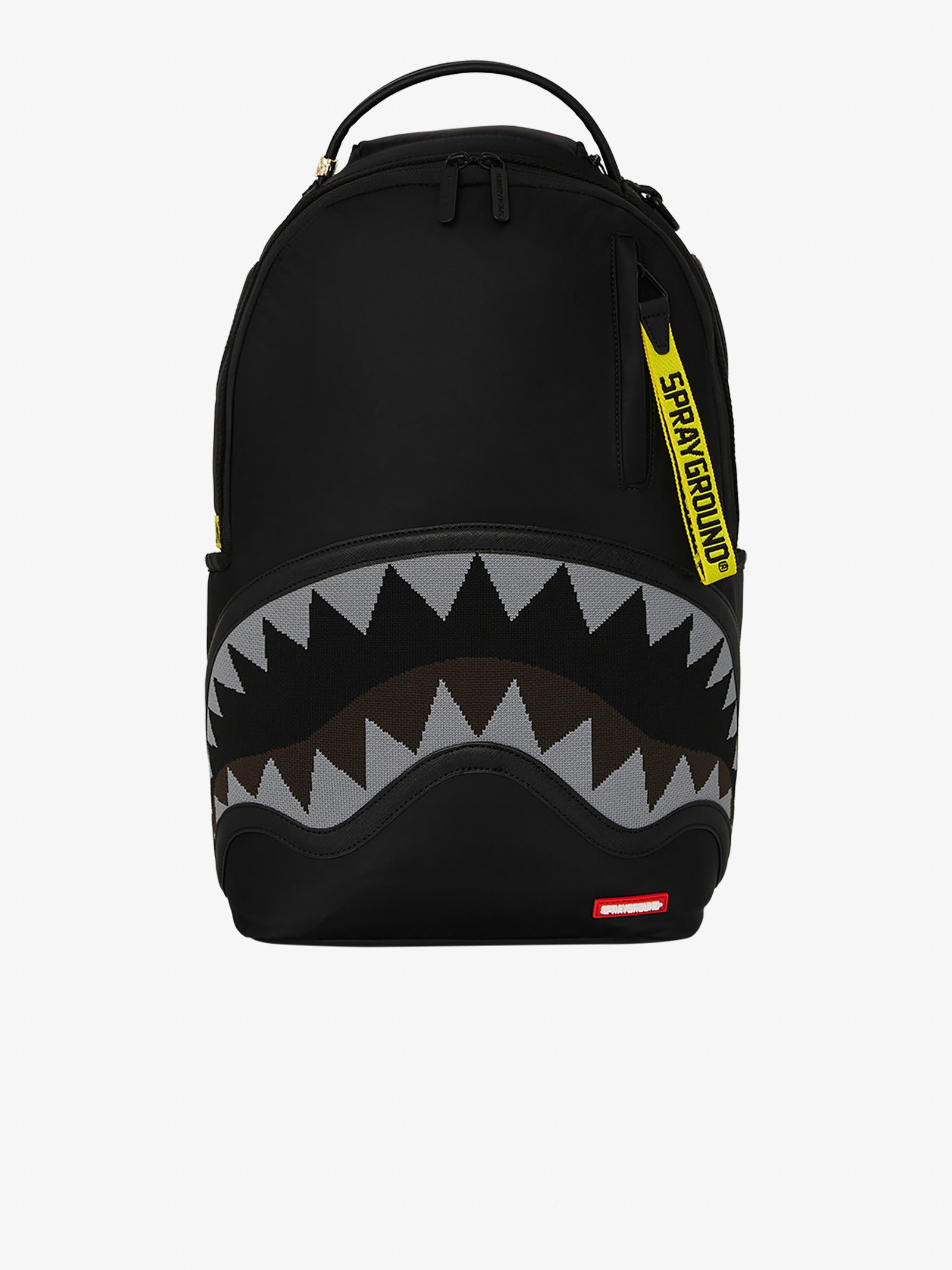 SPRAYGROUND shark central yellow tape dlx satin backpack