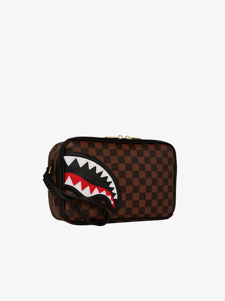 SPRAYGROUND pochette sawtooth sharks in paris toiletry brick 910B7840NSZ pvc marrone