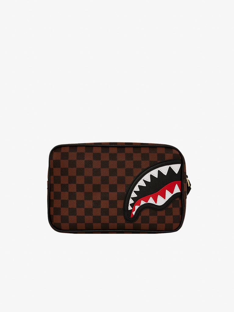 SPRAYGROUND pochette sawtooth sharks in paris toiletry brick 910B7840NSZ pvc marrone