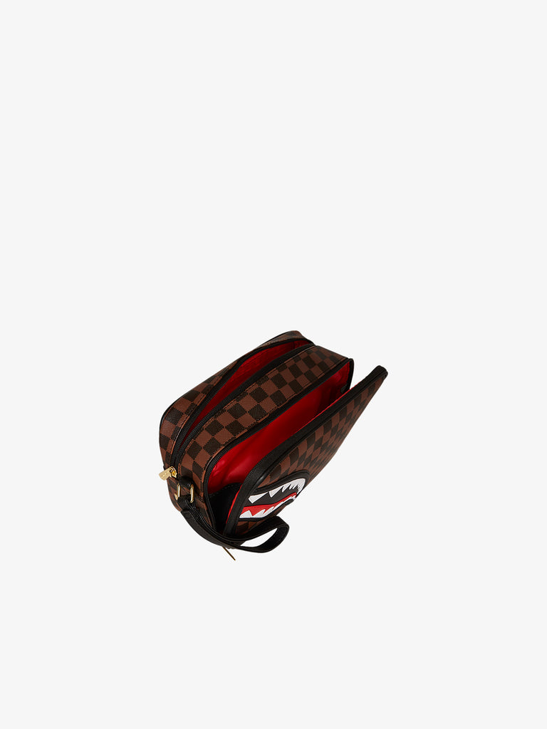 SPRAYGROUND pochette sawtooth sharks in paris toiletry brick 910B7840NSZ pvc marrone