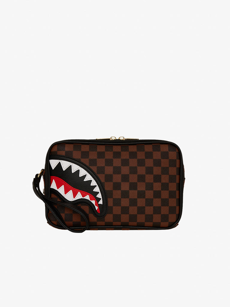 SPRAYGROUND pochette sawtooth sharks in paris toiletry brick 910B7840NSZ pvc marrone