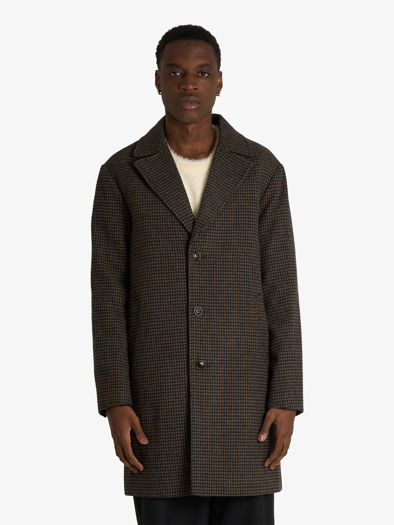 SSEINSE cappotto a trama intrecciata uomo marrone