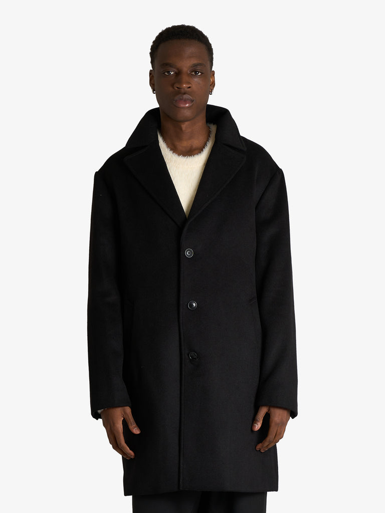 SSEINSE cappotto monopetto in misto lana uomo nero