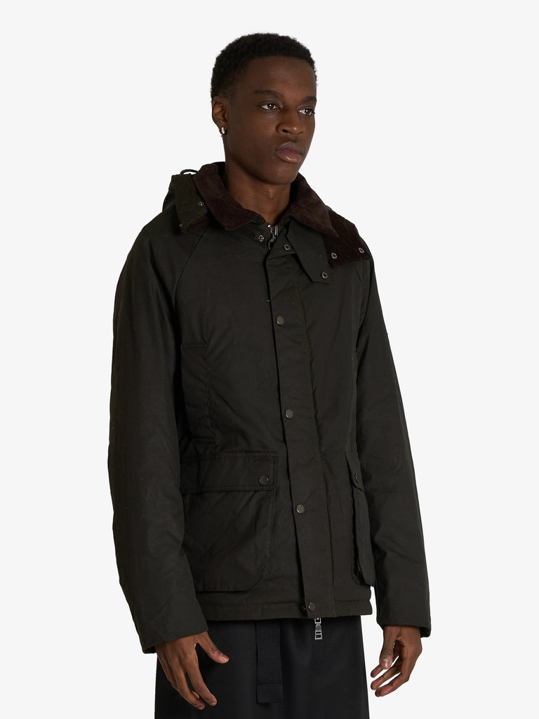 SSEINSE giubbotto con cappuccio uomo verde cotone