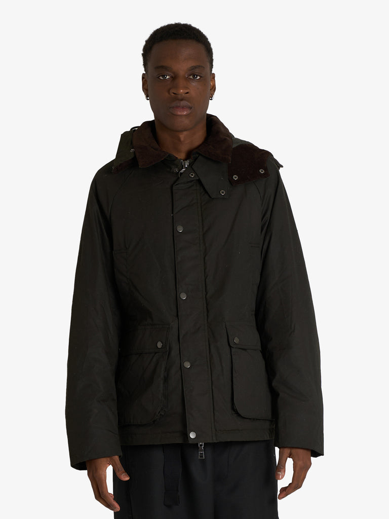 SSEINSE giubbotto con cappuccio uomo verde cotone