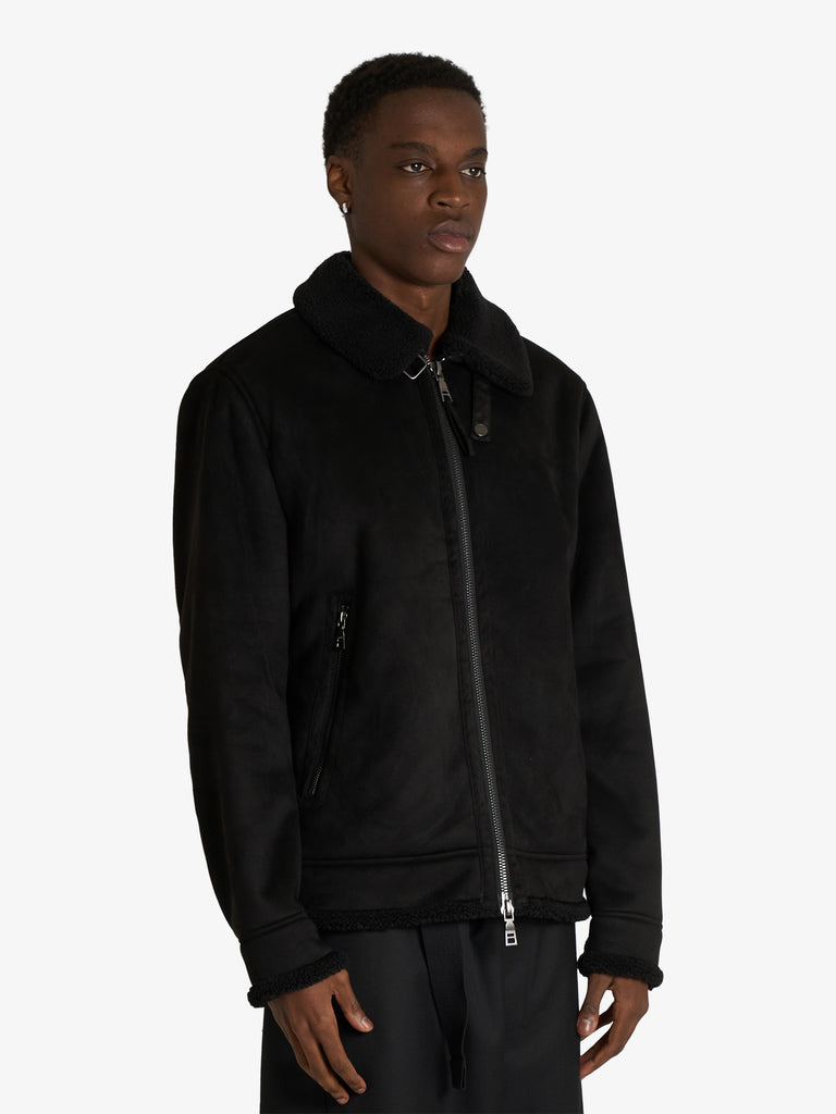 SSEINSE giubbotto con collo shearling uomo nero