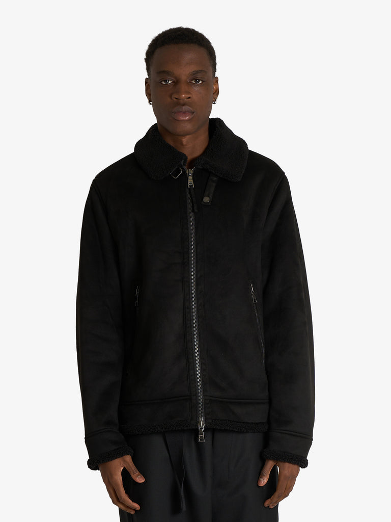 SSEINSE giubbotto con collo shearling uomo nero