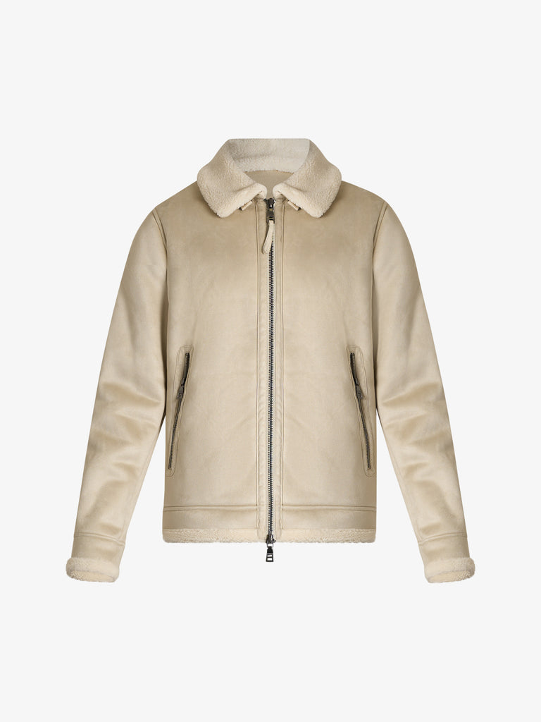 SSEINSE giubbotto con collo shearling uomo beige