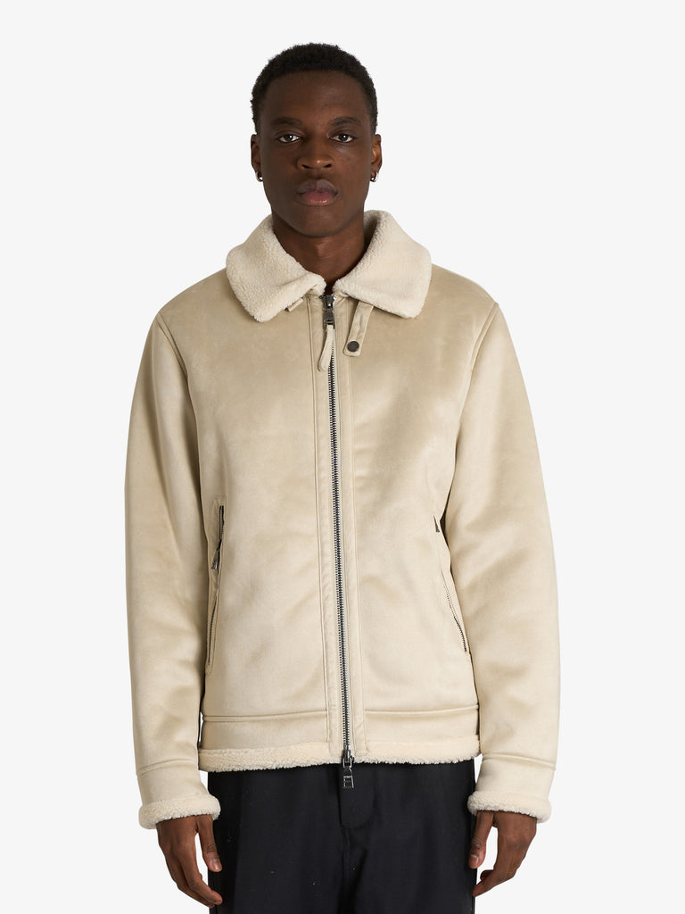 SSEINSE giubbotto con collo shearling uomo beige