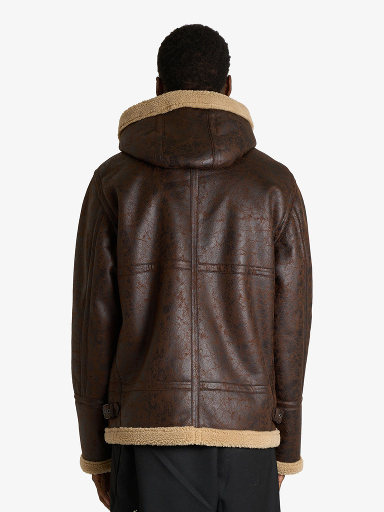 SSEINSE giubbotto con cappuccio shearling uomo marrone