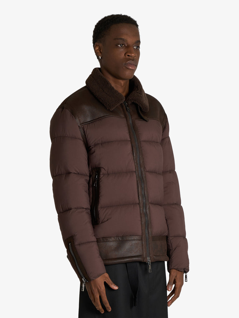 SSEINSE giubbotto imbottito con shearling uomo marrone