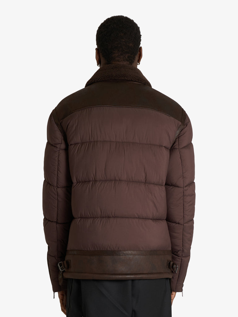 SSEINSE giubbotto imbottito con shearling uomo marrone