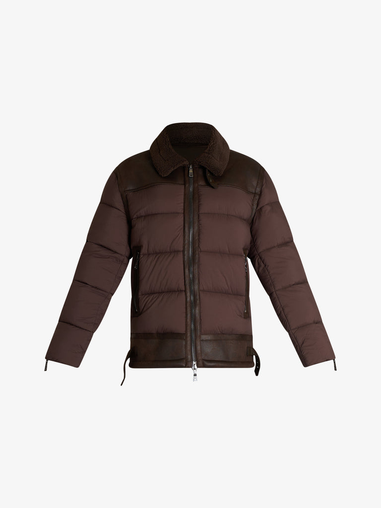 SSEINSE giubbotto imbottito con shearling uomo marrone