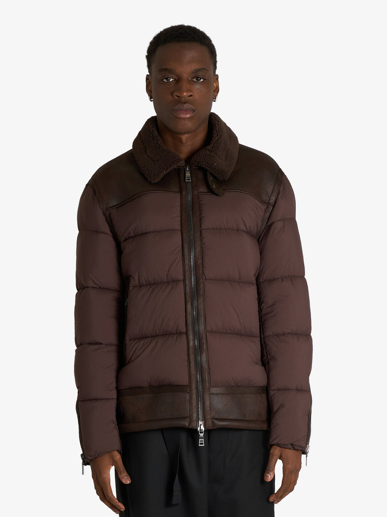 SSEINSE giubbotto imbottito con shearling uomo marrone