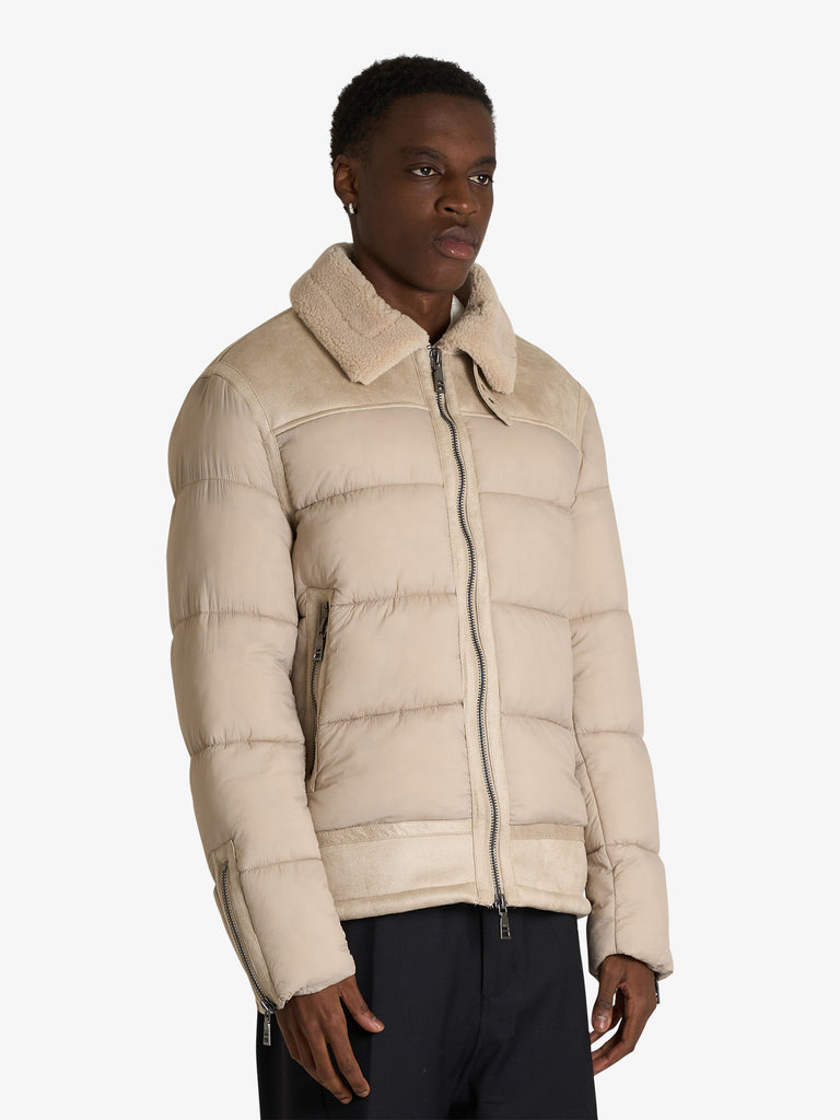 SSEINSE giubbotto imbottito con shearling uomo beige
