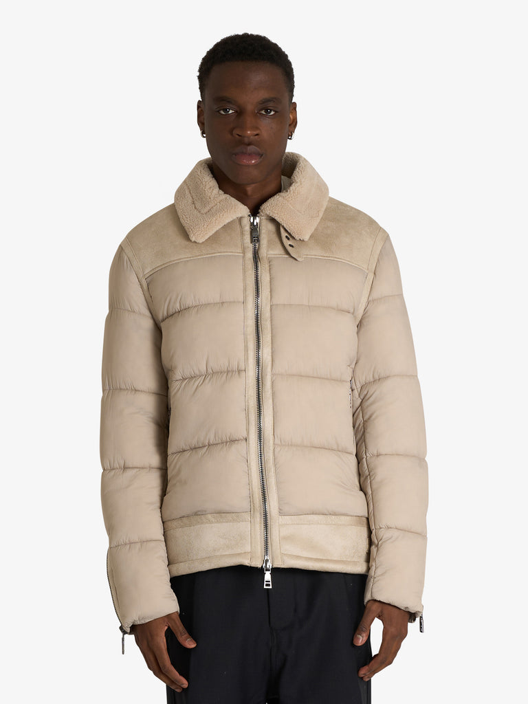 SSEINSE giubbotto imbottito con shearling uomo beige