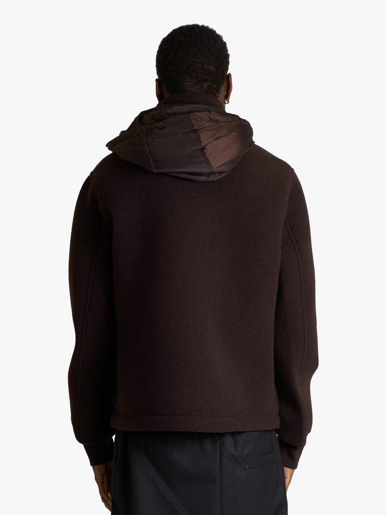 SSEINSE giubbotto con cappuccio in misto lana uomo marrone