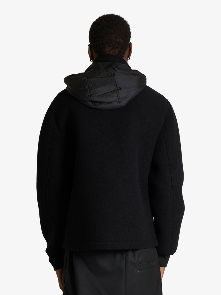 SSEINSE giubbotto con cappuccio in misto lana uomo nero