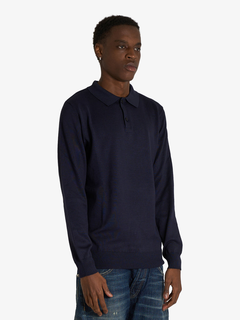 SSEINSE polo a due bottoni uomo blu viscosa