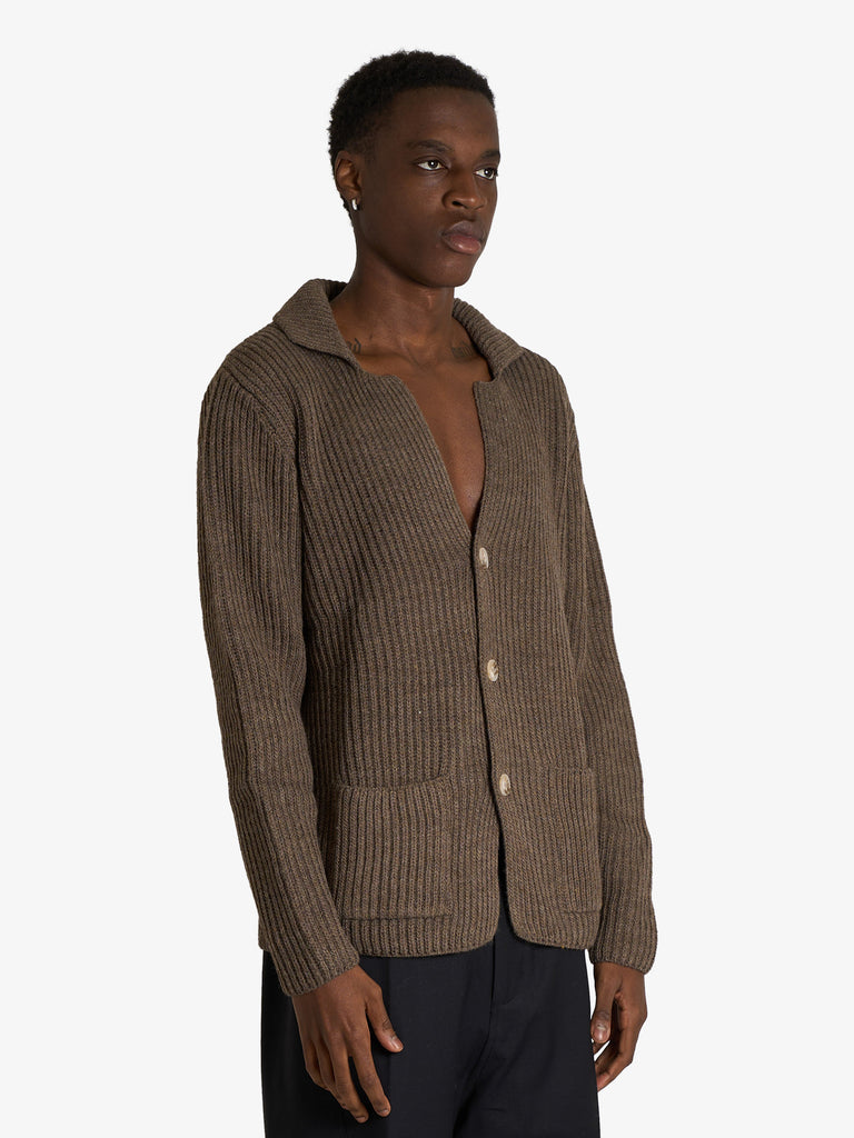 SSEINSE giacca con ampio scollo a v uomo beige