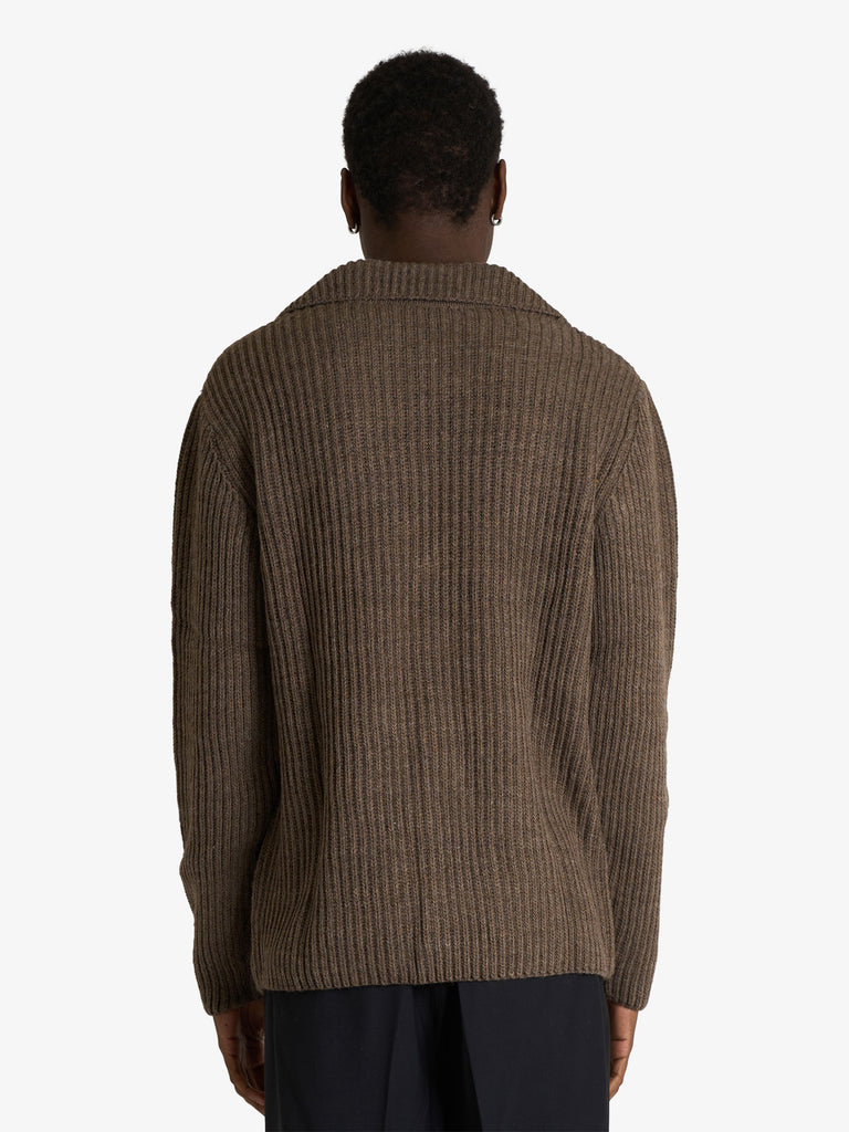 SSEINSE giacca con ampio scollo a v uomo beige