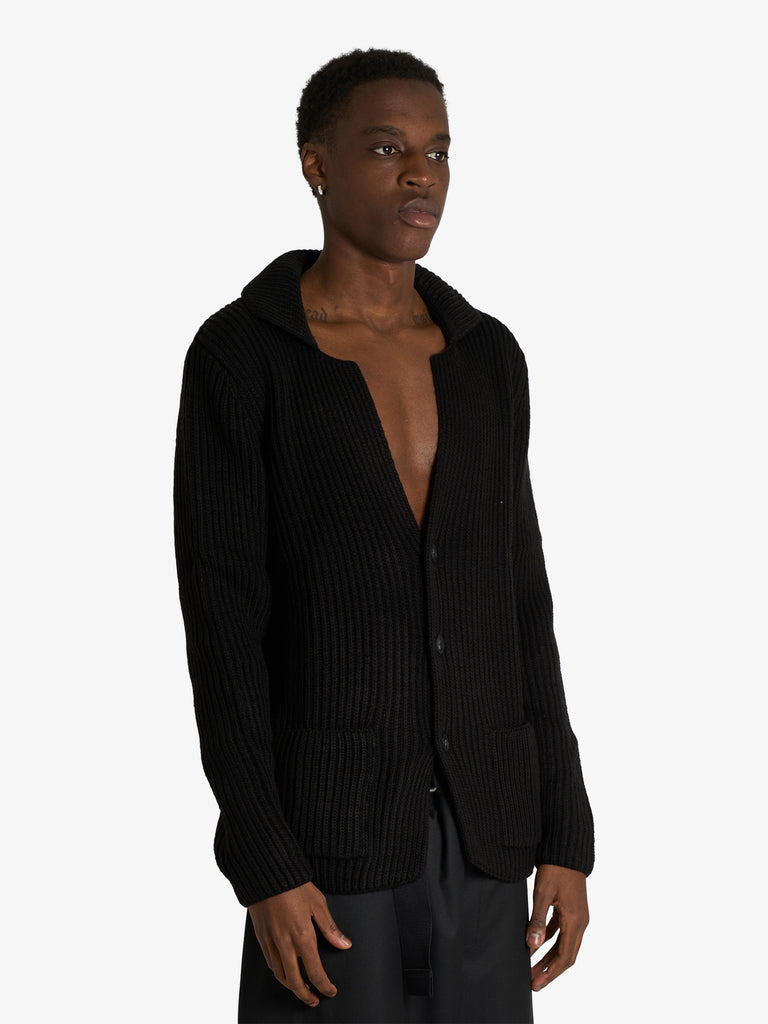 SSEINSE giacca con ampio scollo a v uomo nero