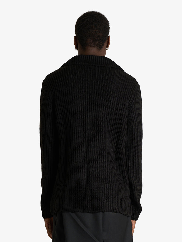 SSEINSE giacca con ampio scollo a v uomo nero