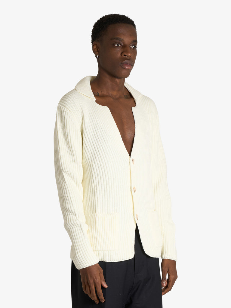 SSEINSE giacca con ampio scollo a v uomo bianco