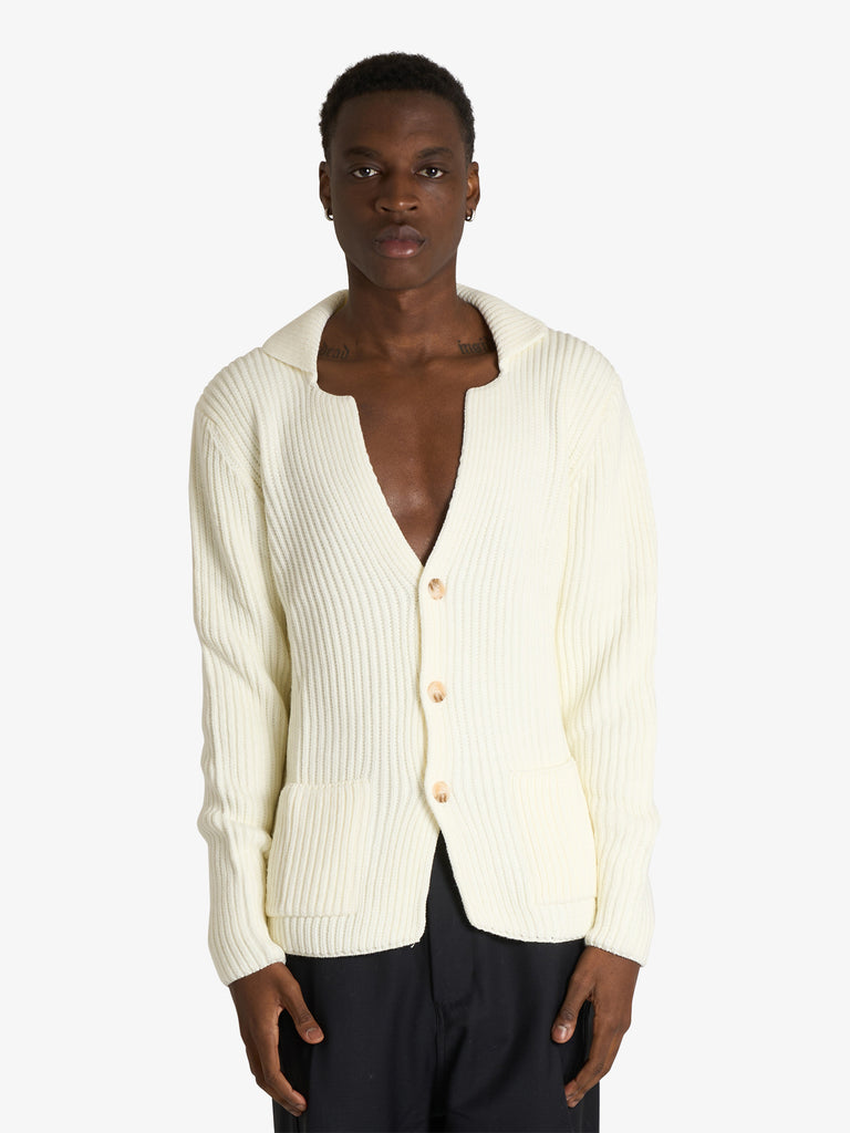 SSEINSE giacca con ampio scollo a v uomo bianco