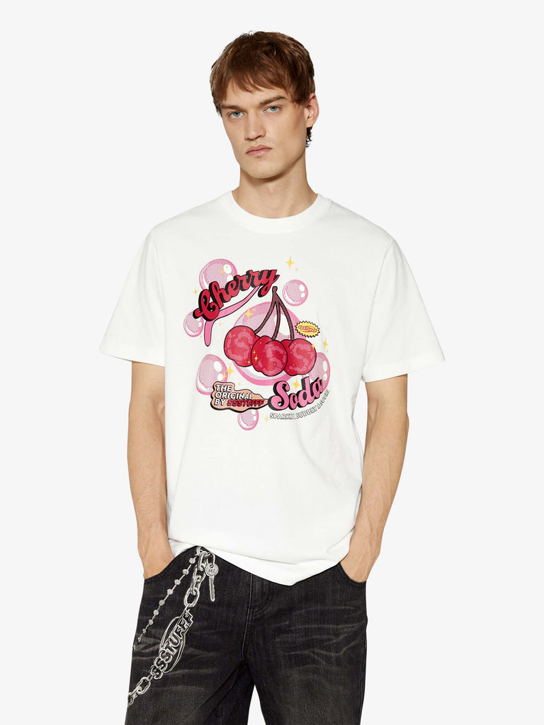 SSSTUFFF t-shirt cherry soda unisex bianco cotone