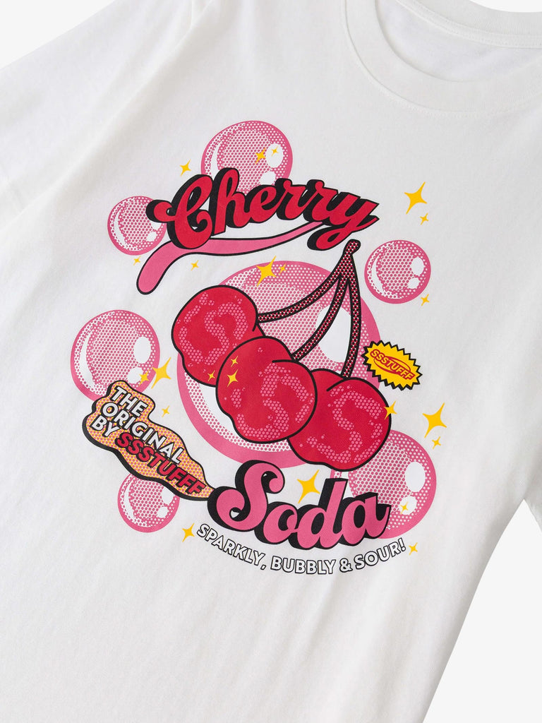 SSSTUFFF t-shirt cherry soda unisex bianco cotone