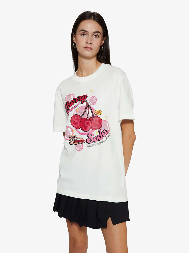 SSSTUFFF t-shirt cherry soda unisex bianco cotone