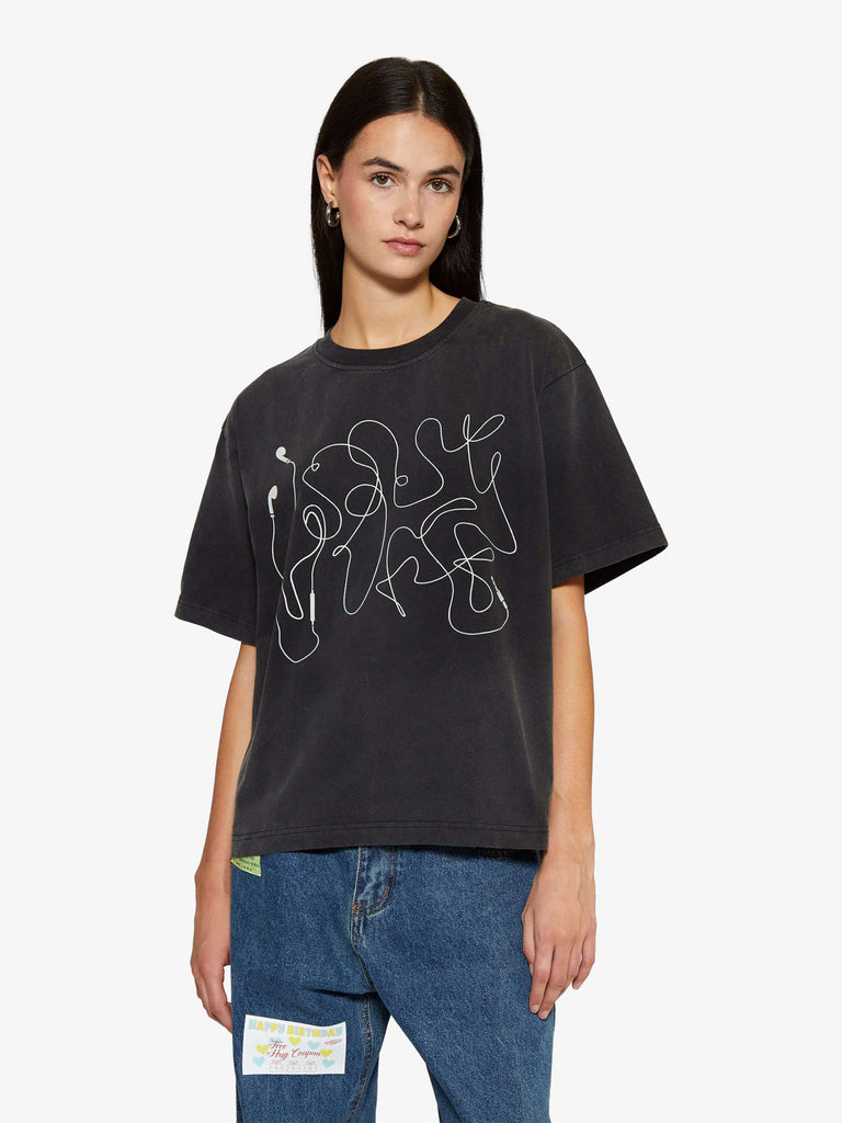 SSSTUFFF t-shirt 3d cable logo unisex grigio cotone