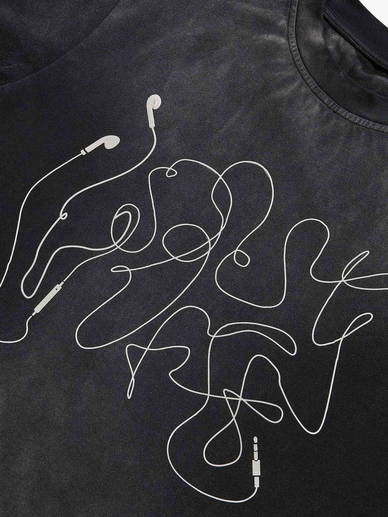SSSTUFFF t-shirt 3d cable logo unisex grigio cotone