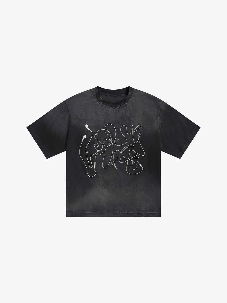 SSSTUFFF t-shirt 3d cable logo unisex grigio cotone