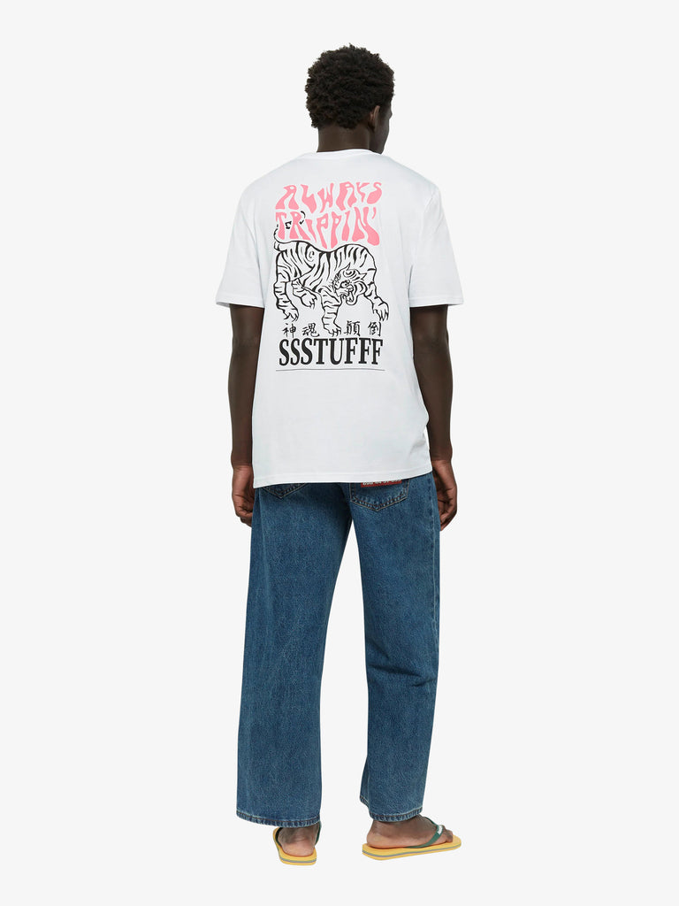 SSSTUFFF t-shirt tiger reattiva ai raggi uv unisex bianco cotone