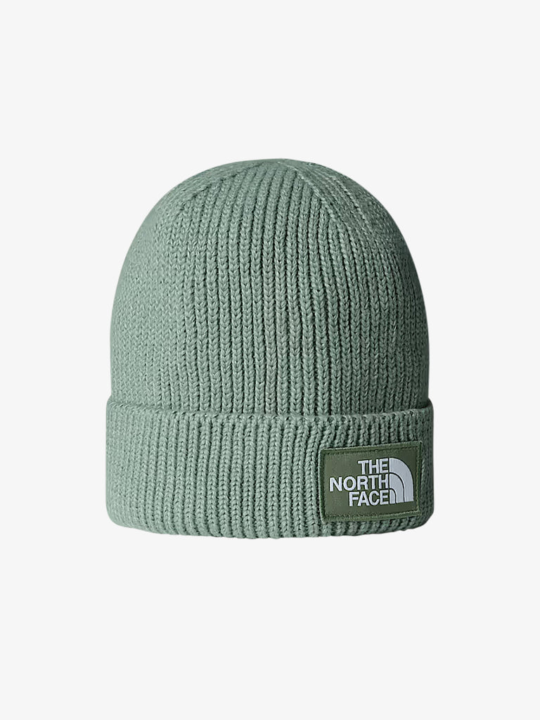 THE NORTH FACE cappello con risvolto e logo box tnf verde